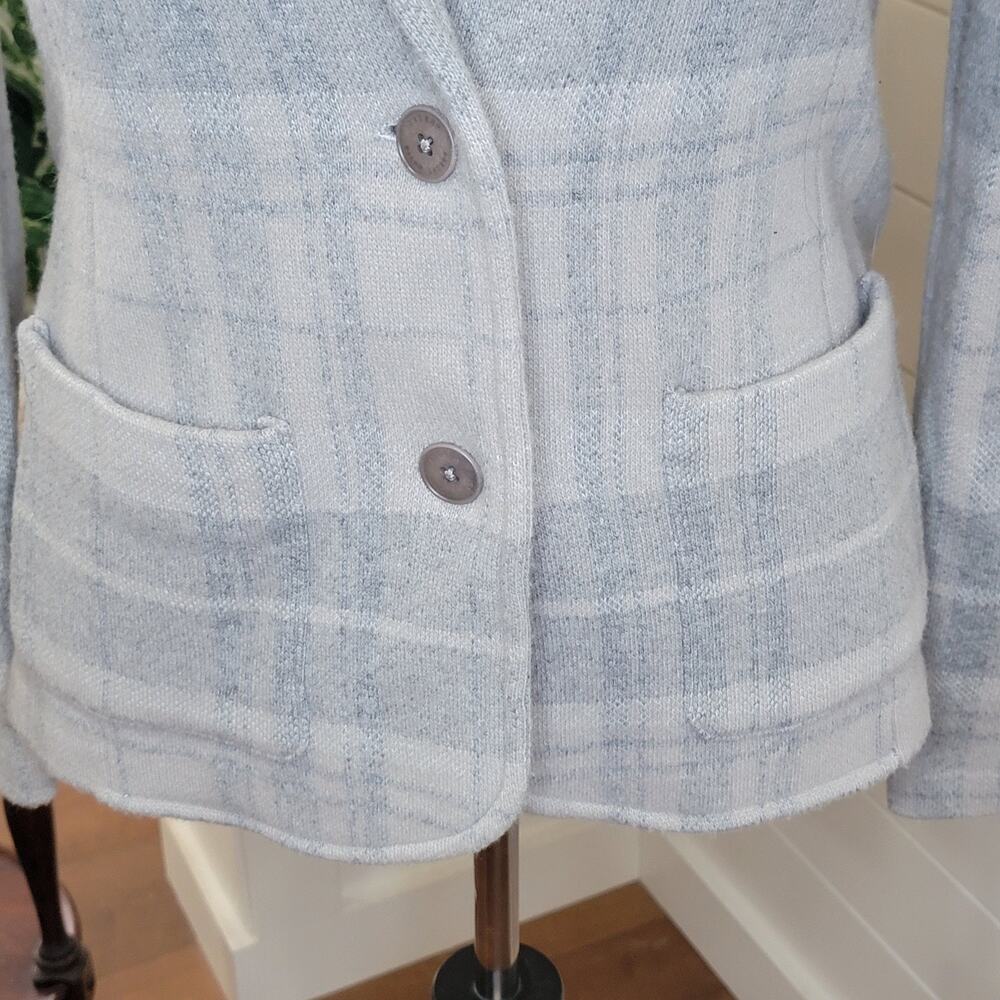Lauren Ralph Lauren Black Label Wool Blend Knit Plaid Blazer Womens Medium Gray - Picture 5 of 11
